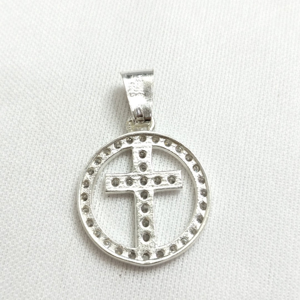 DIJE CRUZ C/CIRCONIAS PLATA .925 2.5 GR (NUEVO)