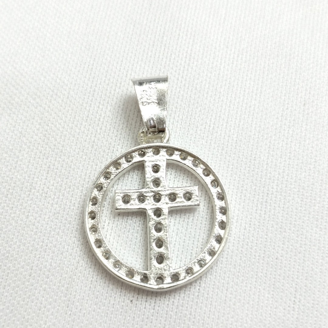 DIJE CRUZ C/CIRCONIAS PLATA .925 2.5 GR (NUEVO)