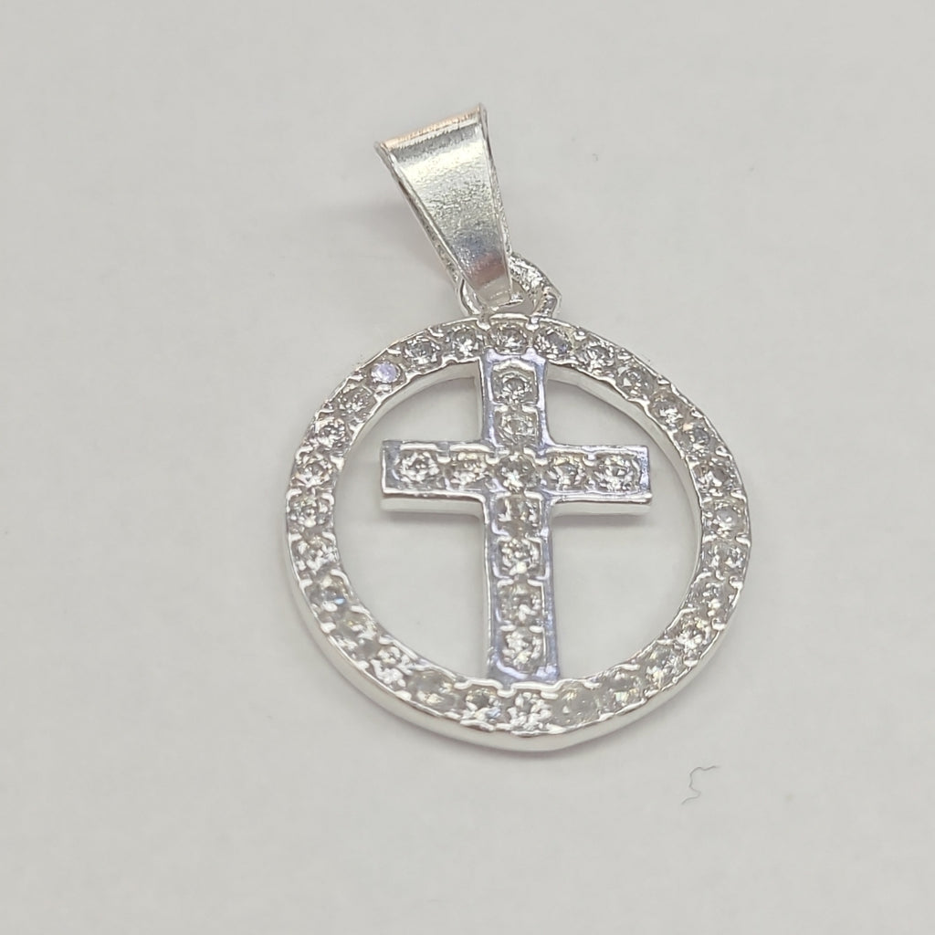 DIJE CRUZ C/CIRCONIAS PLATA .925 2.5 GR (NUEVO)
