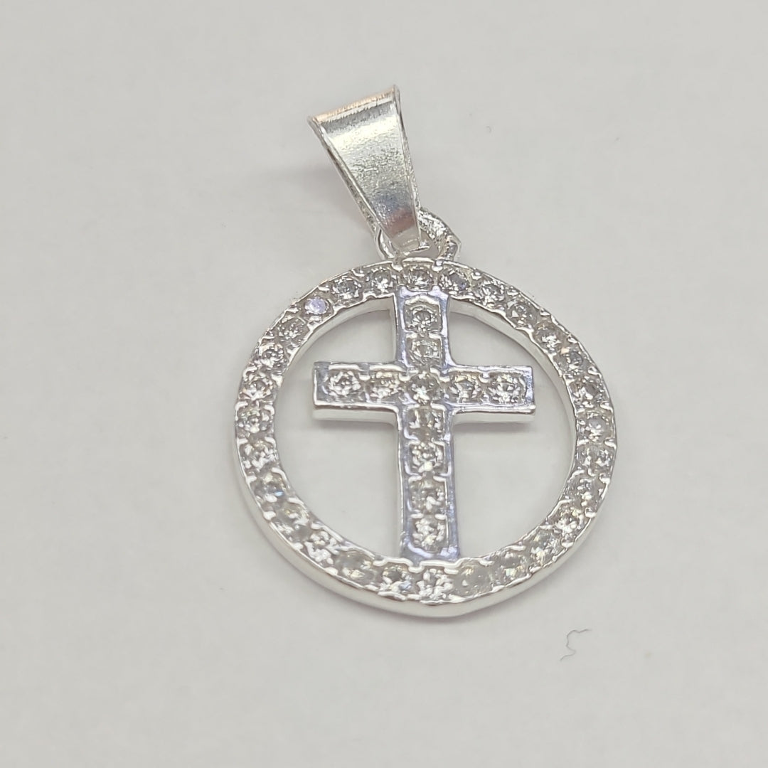 DIJE CRUZ C/CIRCONIAS PLATA .925 2.5 GR (NUEVO)