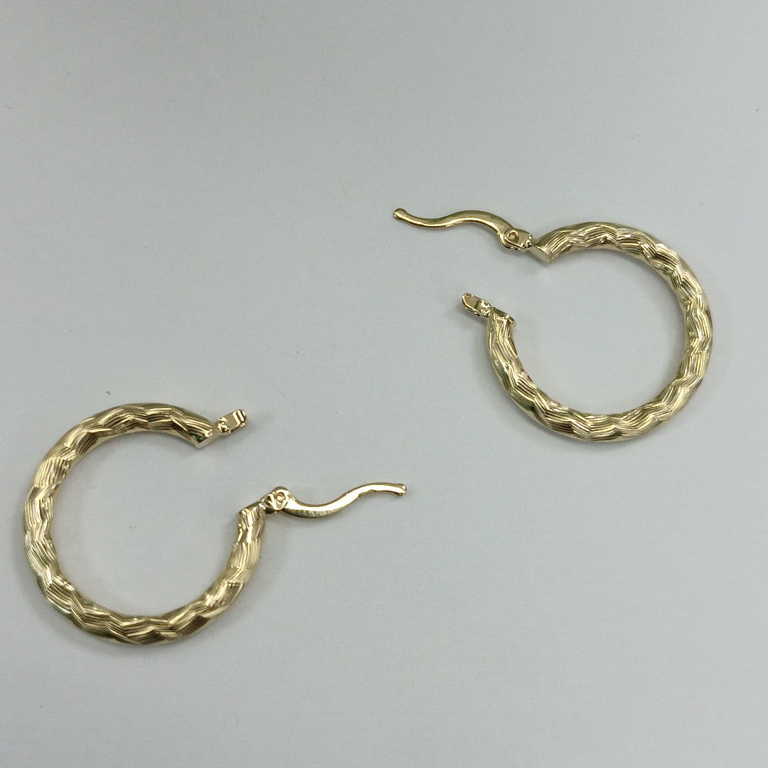 ARETES TEJIDO ARRACADA LABRADA 14K 2.7 GR (NUEVO)