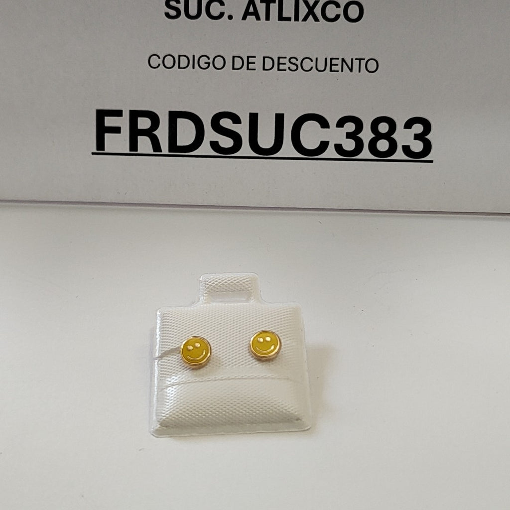BROQUELES BROQUEL FIG SONRISA ESMALTE AMARILLO 14K 0.2074 GR (NUEVO)