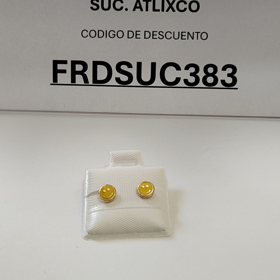 BROQUELES BROQUEL FIG SONRISA ESMALTE AMARILLO 14K 0.2074 GR (NUEVO)
