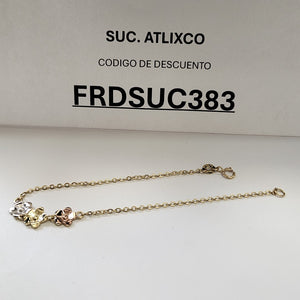 PULSERA TEJIDO ESPECIAL FIG FLORES 14K 18 CM 2.1 GR (NUEVO)