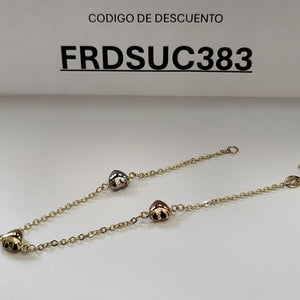 PULSERA ESP CON CORAZONES COMBINADOS 14K 18 CM 1.6 GR (NUEVO)