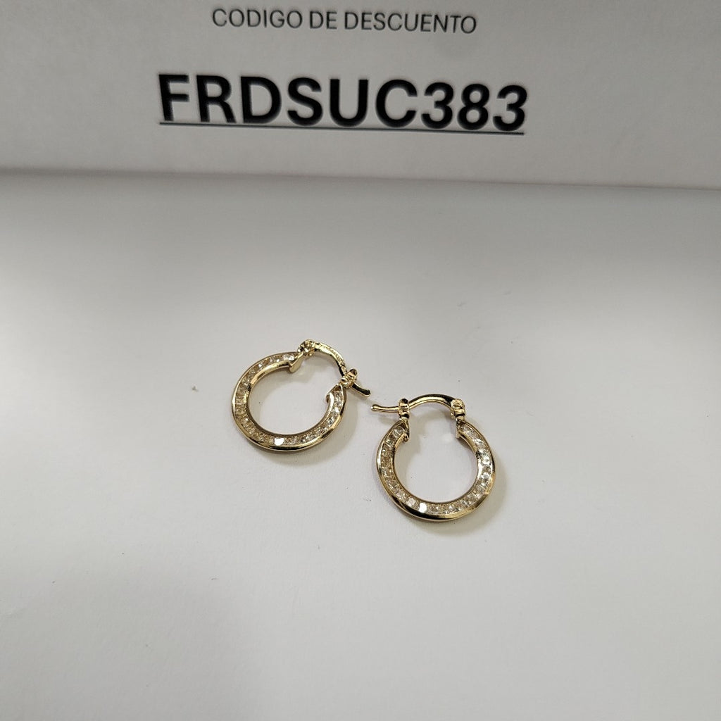 ARETES ARRACADAS CON CIRCONIAS 14K 2.3 GR (NUEVO)