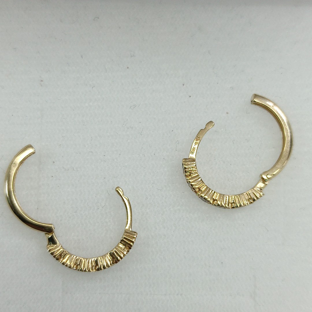 ARETES HUGGIES C CIRCONIAS 14K 2 GR (NUEVO)