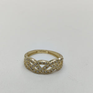 ANILLOS TRENZADO CON CIRCONIAS 14K TALLA 7 2.5 GR (NUEVO)