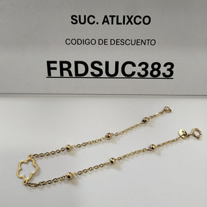 PULSERA TEJIDO ESPECIAL CON FLOR 14K 18 CM 1.6 GR (NUEVO)