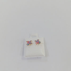 BROQUELES BROQUEL FIG COLIBRI ESMALTE ROSA 14K 0.2138 GR (NUEVO)