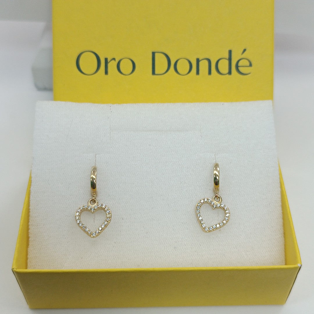 ARETES FIG CORAZON C CIRCONIAS 10K 2.5 GR (NUEVO)