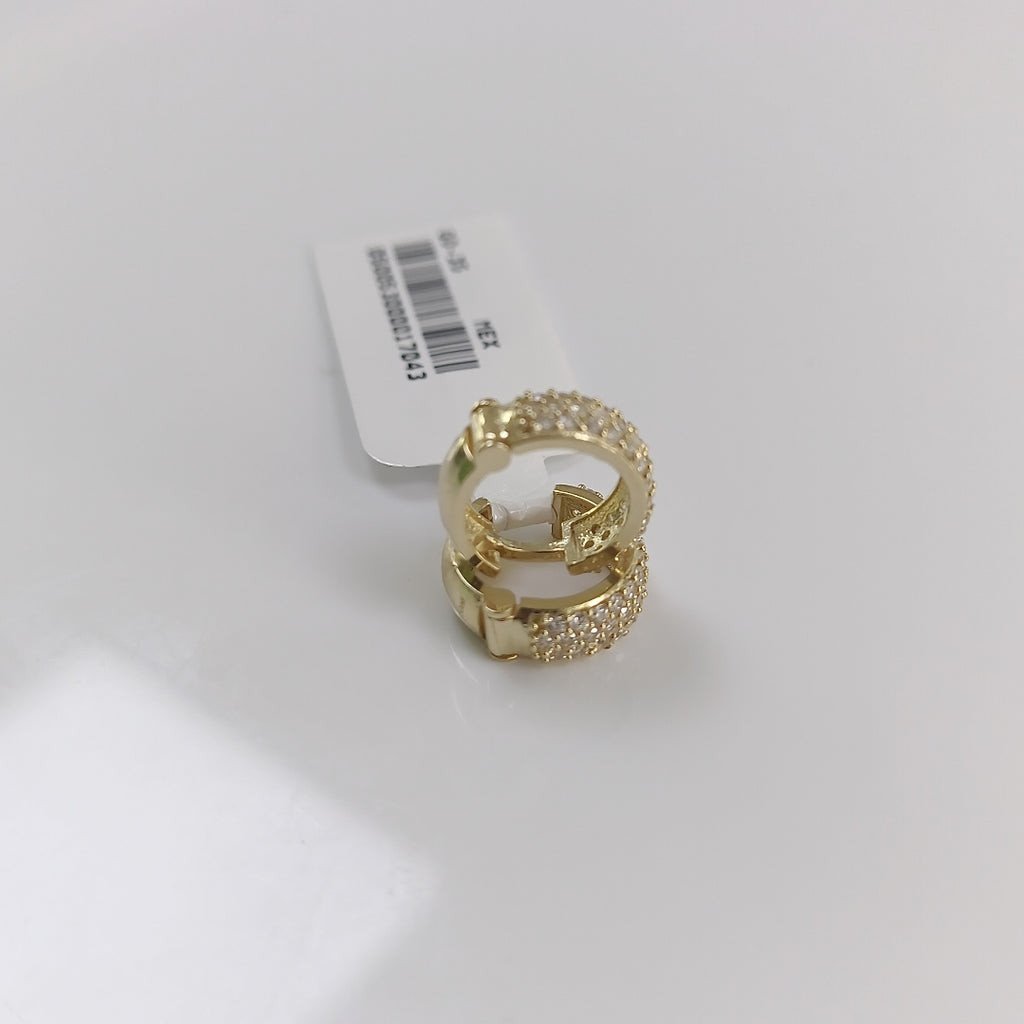 ARETES HUGGIE CON CIRCONIAS 14K 2.1 GR (NUEVO)