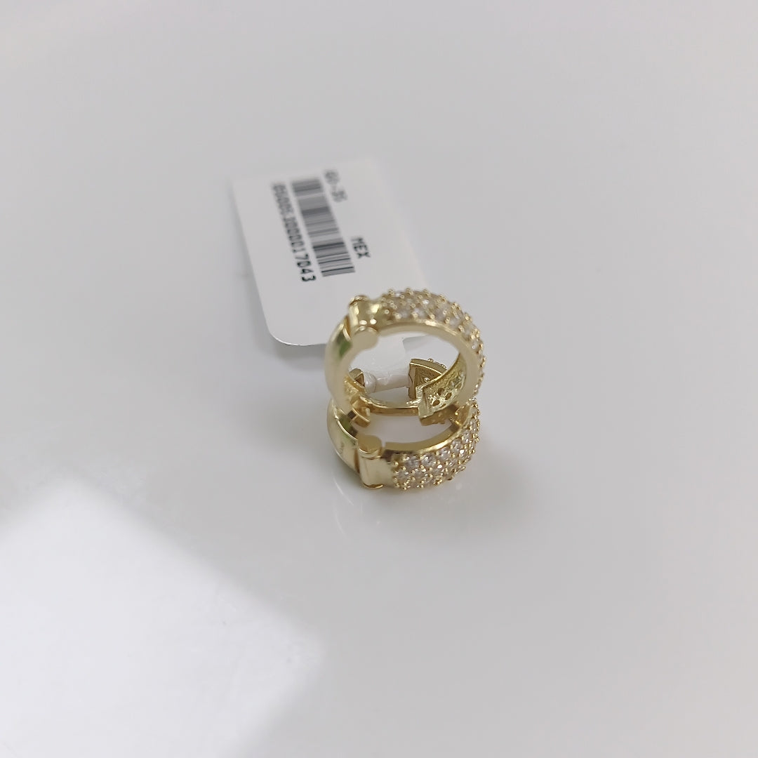 ARETES HUGGIE CON CIRCONIAS 14K 2.1 GR (NUEVO)