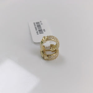 ARETES HUGGIE CON CIRCONIAS 14K 2.1 GR (NUEVO)