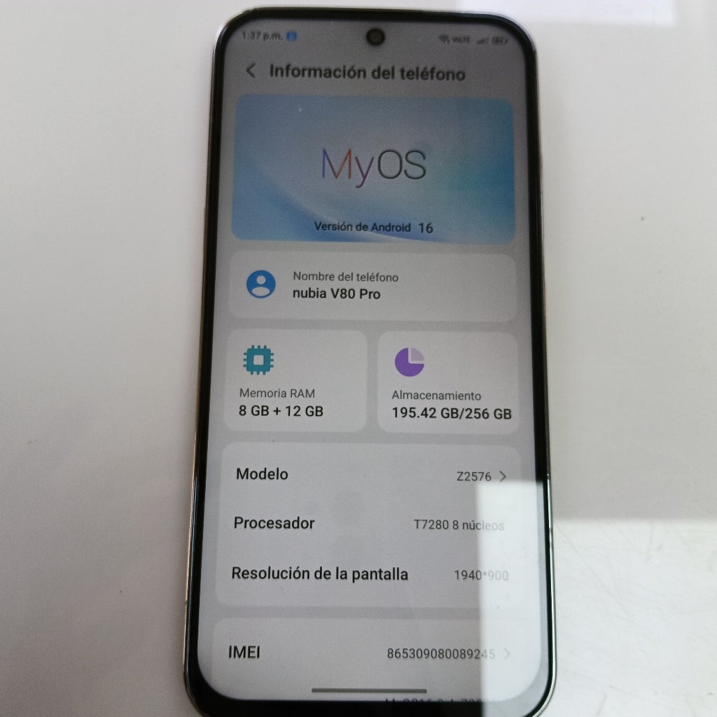 CELULAR NUBIA V80 PRO Z2576 (2025) 256 GB 8 GB RAM (SEMINUEVO)