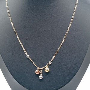 CADENA GARGANTILLA 3X1 CON ESFERAS COMBINADAS 14K 45 CM 3.1 GR (NUEVO)