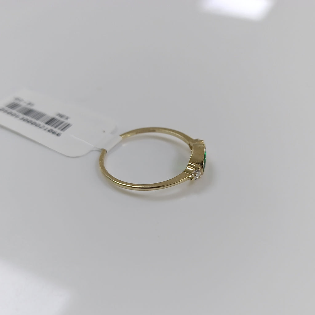 ANILLOS TEJIDO ANILLITO C CIRCONIAS Y PIEDRA VERDE 14K 7 1.2 GR (NUEVO)