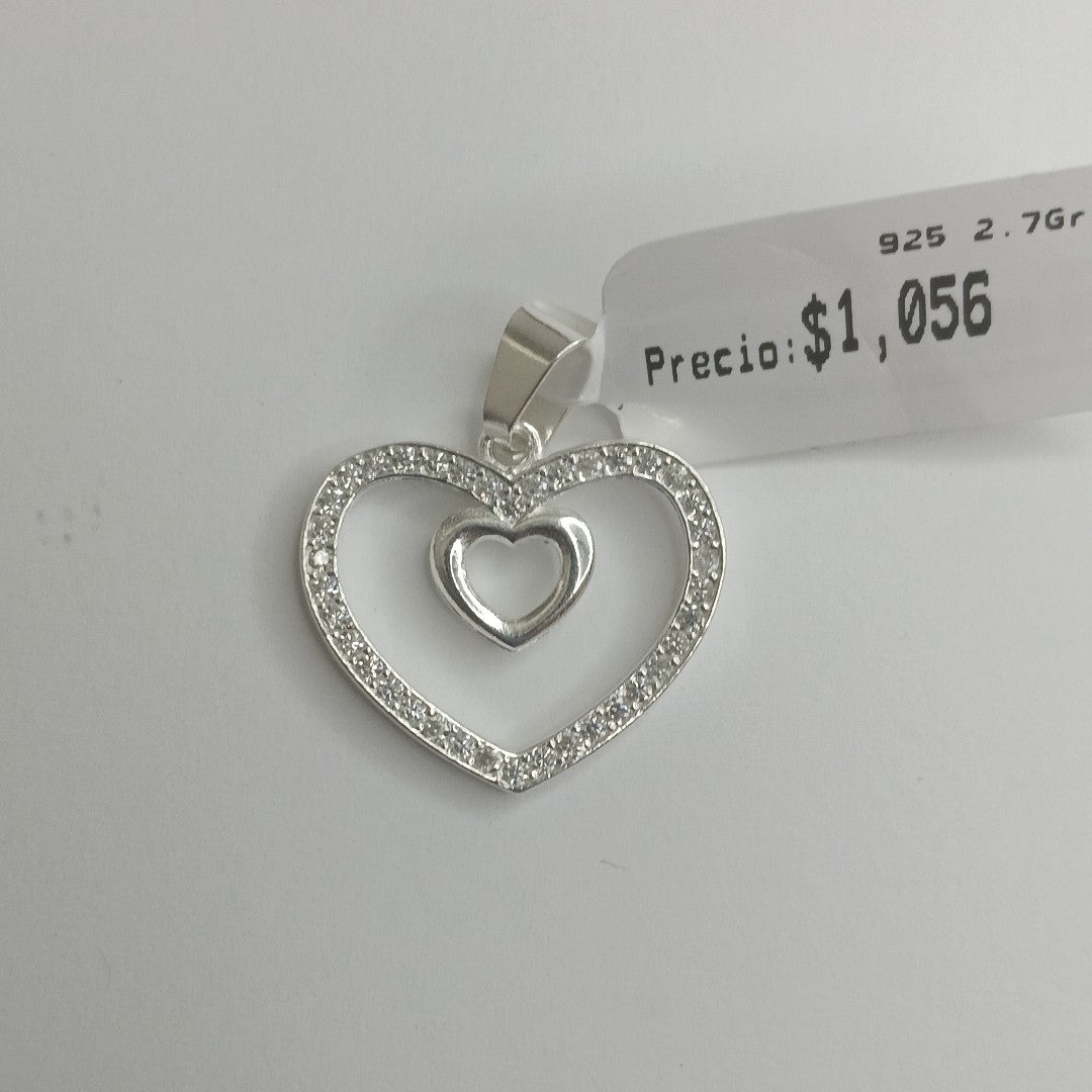 DIJE CORAZON C/CIRCONIAS PLATA .925 2.7 GR (NUEVO)