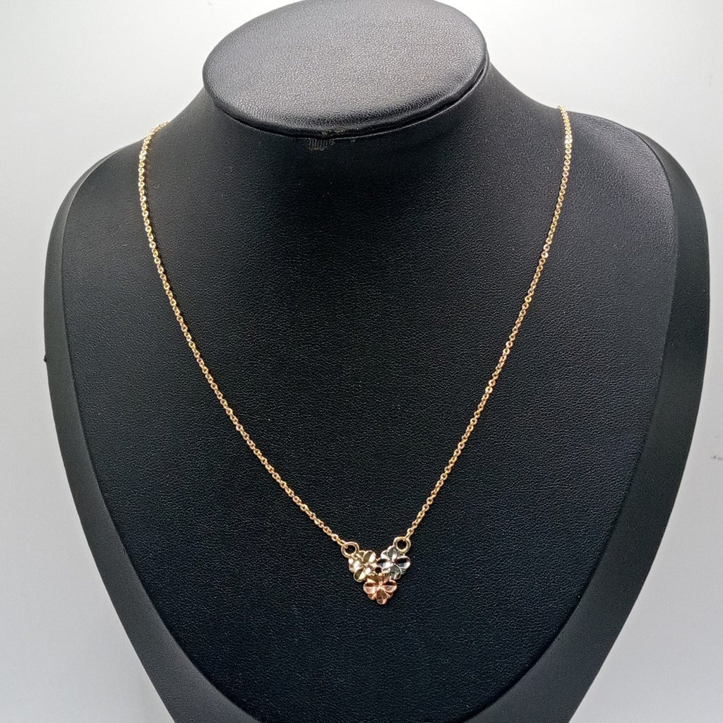 CADENA TEJIDO GARGANTILLA ESPECIAL C FLORES 14K 45 CM 2.9 GR (NUEVO)