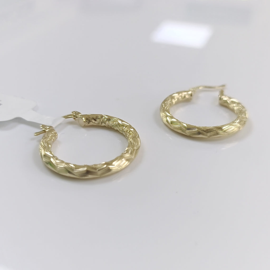 ARETES TEJIDO ARRACADA LABRADA 14K 2.6 GR (NUEVO)