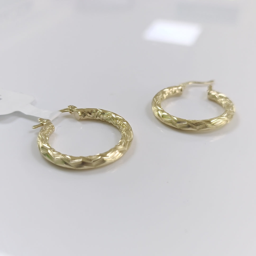 ARETES TEJIDO ARRACADA LABRADA 14K 2.6 GR (NUEVO)