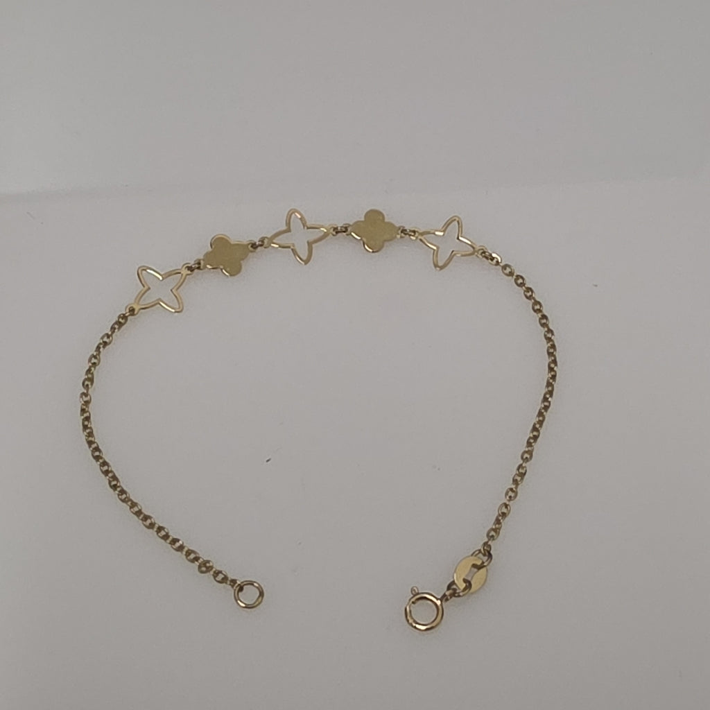 PULSERA TEJIDO ESP CON TREBOL 14K 18 CM 1.6 GR (NUEVO)