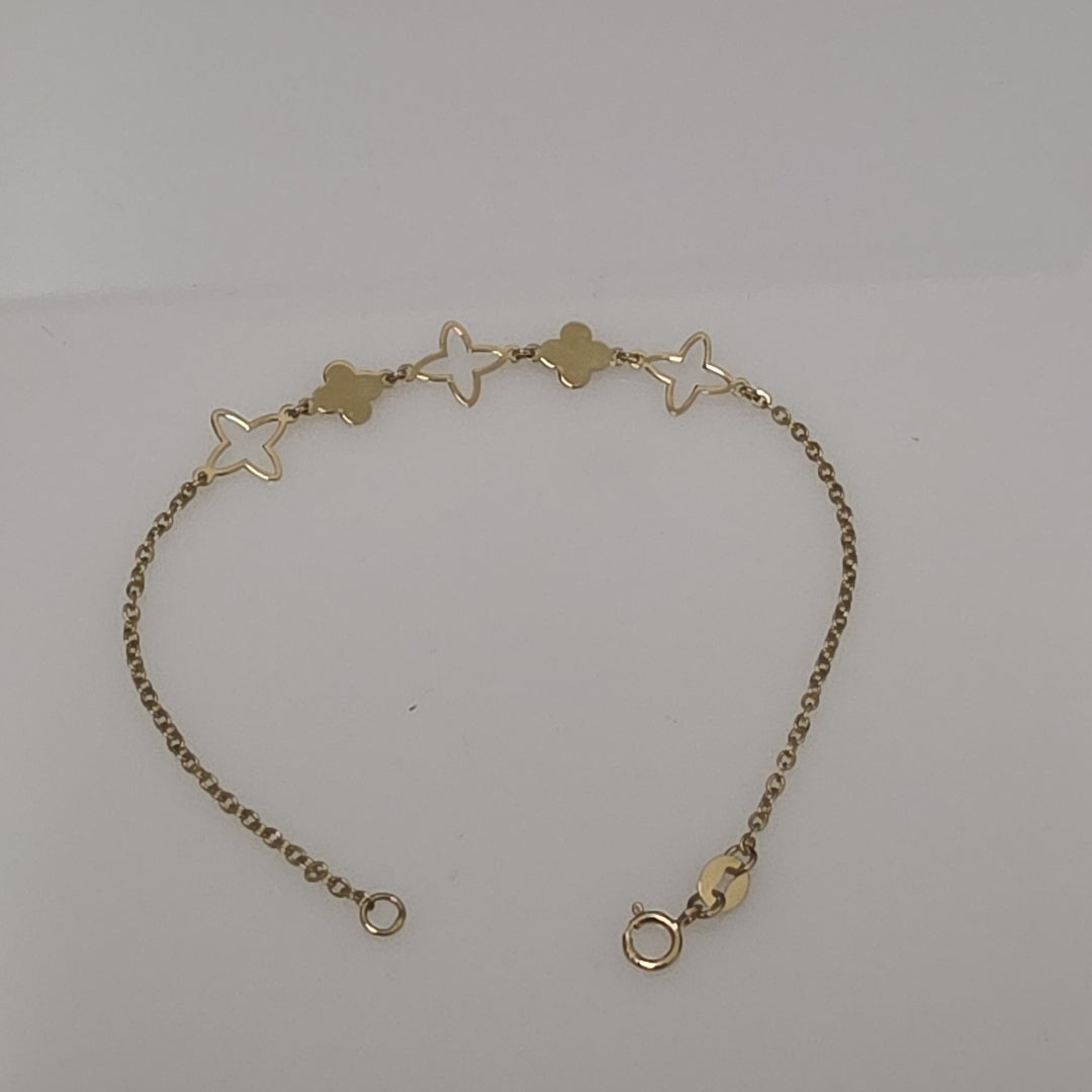 PULSERA TEJIDO ESP CON TREBOL 14K 18 CM 1.6 GR (NUEVO)