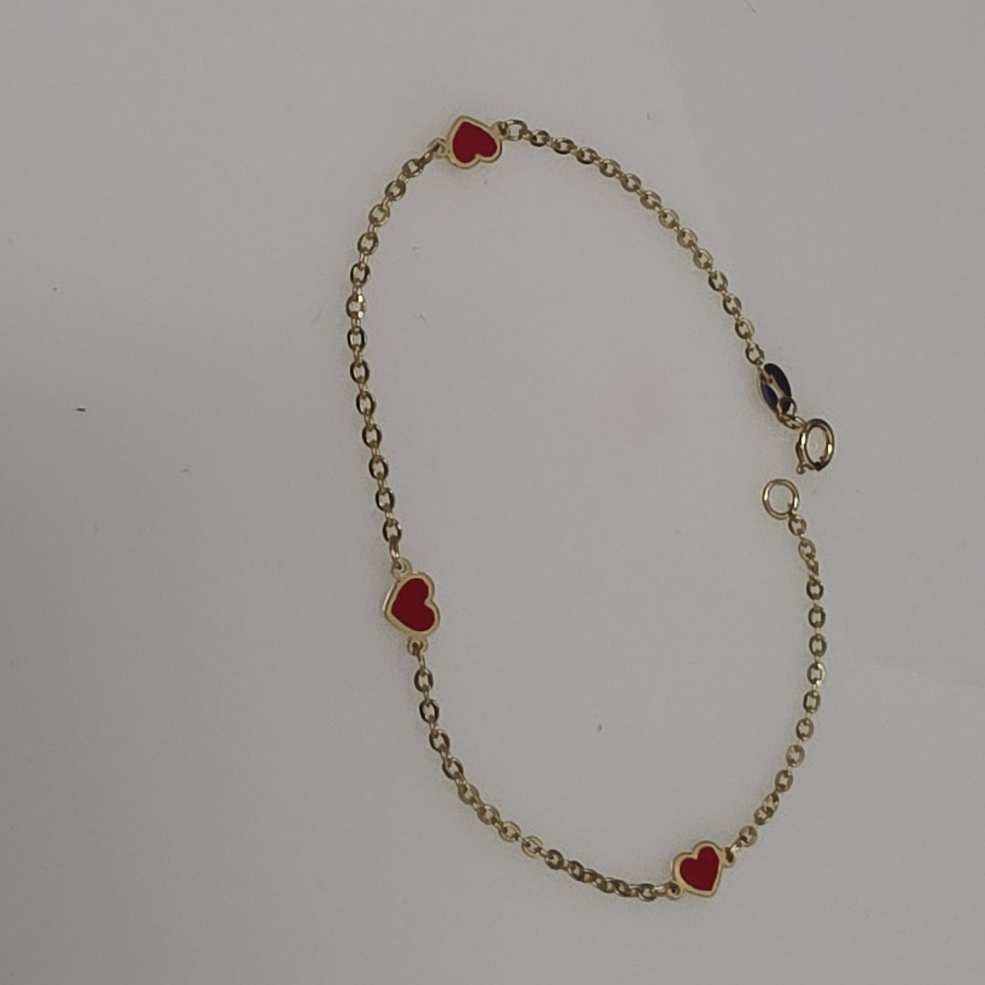 PULSERA ESPECIAL CON CORAZONES 14K 18 CM 1.4 GR (NUEVO)