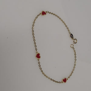 PULSERA ESPECIAL CON CORAZONES 14K 18 CM 1.4 GR (NUEVO)