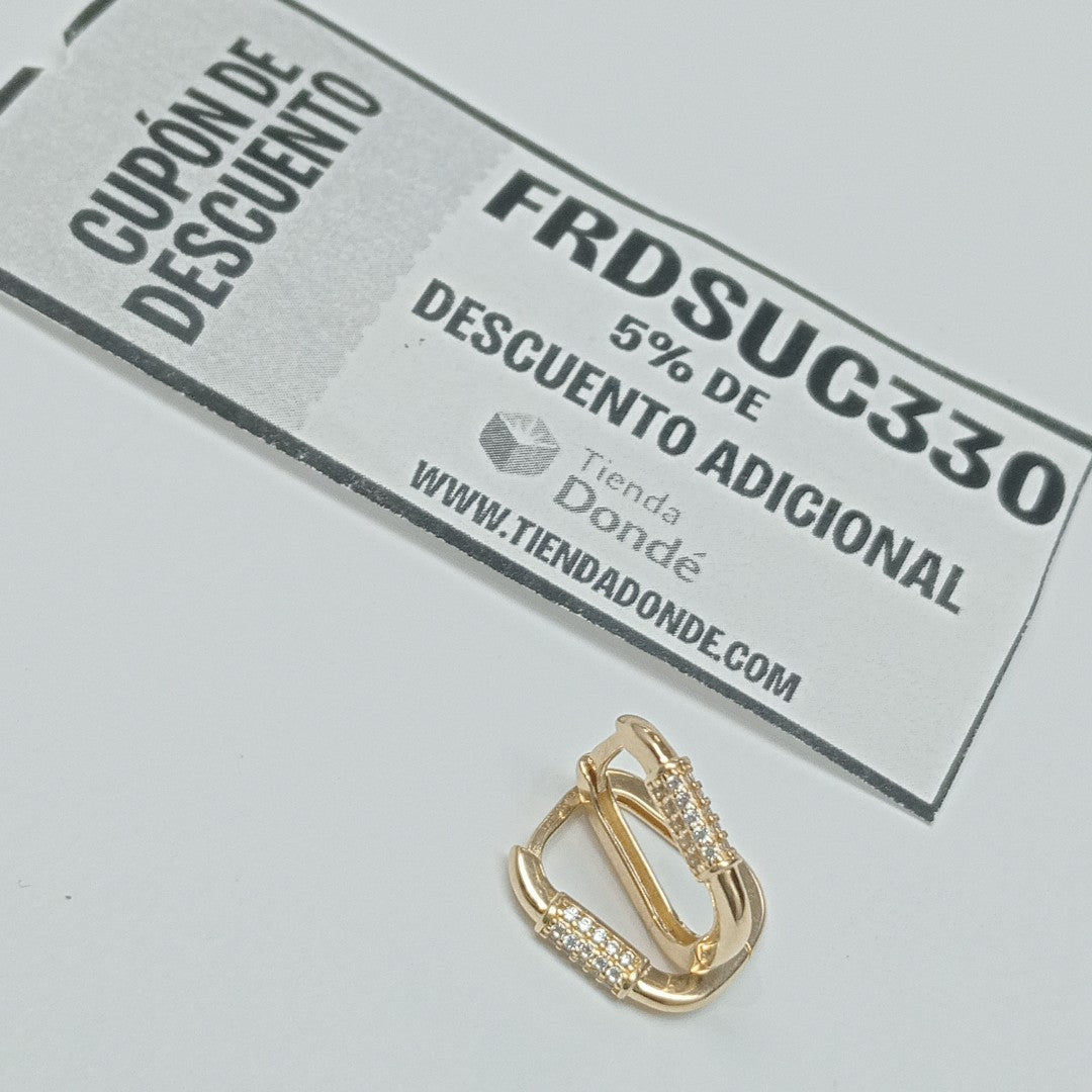 ARETES HUGGIES OVALADA C CIRCONIAS 14K 2.5 GR (NUEVO)