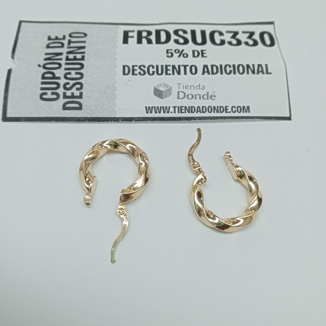 ARETES ARRACADA TORZAL 14K 1.9 GR (NUEVO)
