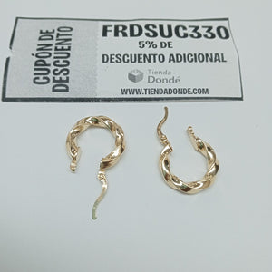 ARETES ARRACADA TORZAL 14K 1.9 GR (NUEVO)