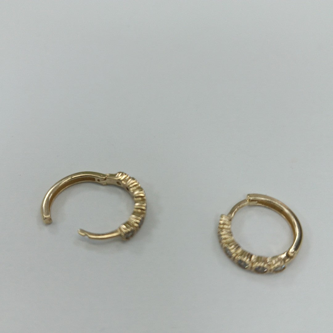 ARETES HUGGIES C CIRCONIAS 14K 2 GR (NUEVO)