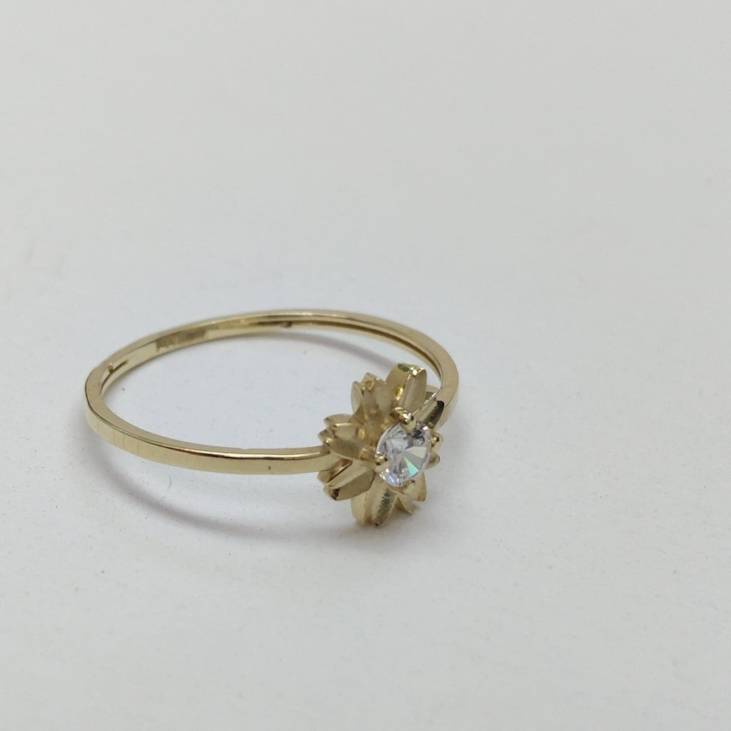 ANILLOS FLOR Y CIRCONIA 14K TALLA 8 1.1 GR (NUEVO)
