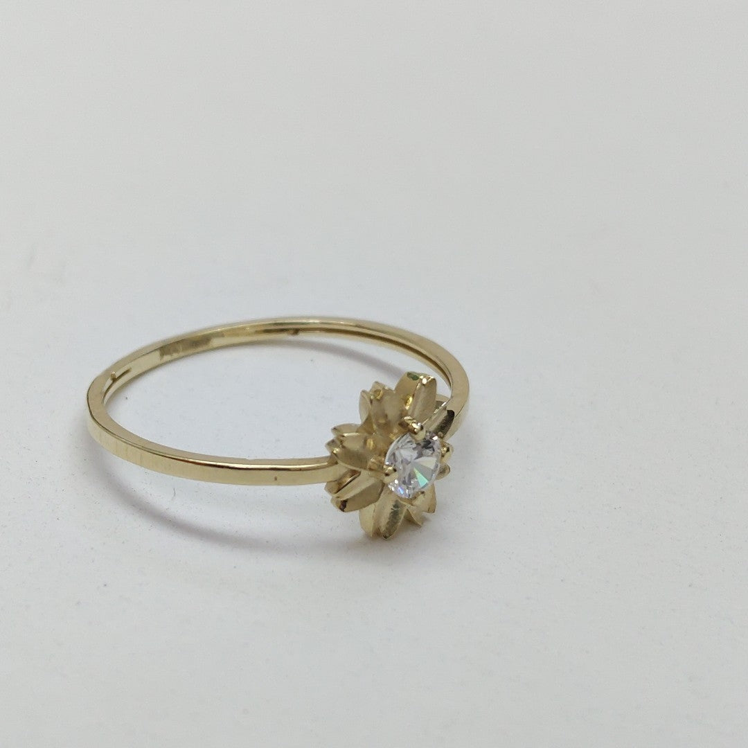 ANILLOS FLOR Y CIRCONIA 14K TALLA 8 1.1 GR (NUEVO)