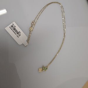 CADENA TEJIDO GARGANTILLA CON DIJE MARIPOSAS CIRCONIAS Y PIEDRAS DE COLOR 14K 45 CM 2 GR (NUEVO)