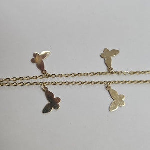 PULSERA ESPECIAL CON MARIPOSAS 14K 18 CM 2 GR (NUEVO)