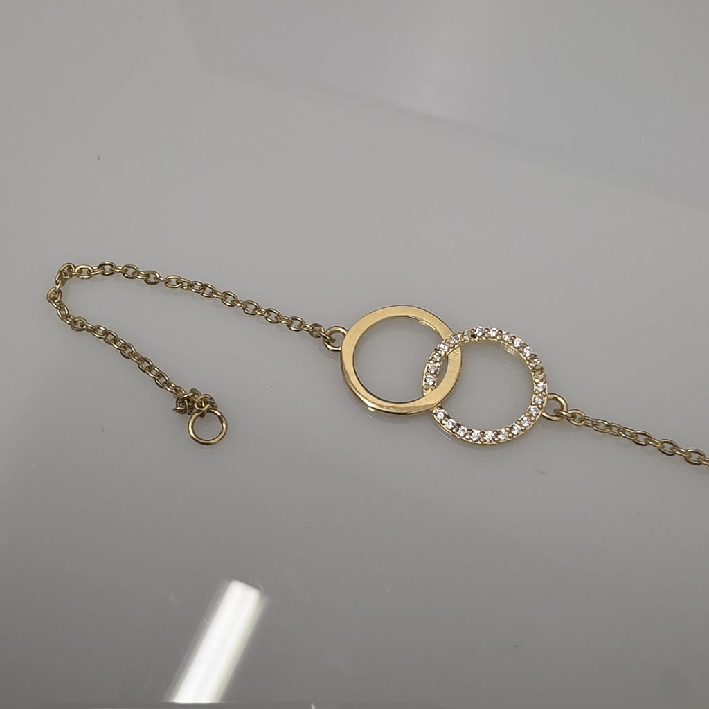PULSERA TEJIDO ESPECIAL FIG AROS UNIDOS C CIRCS 14K 18 CM 2.1 GR (NUEVO)
