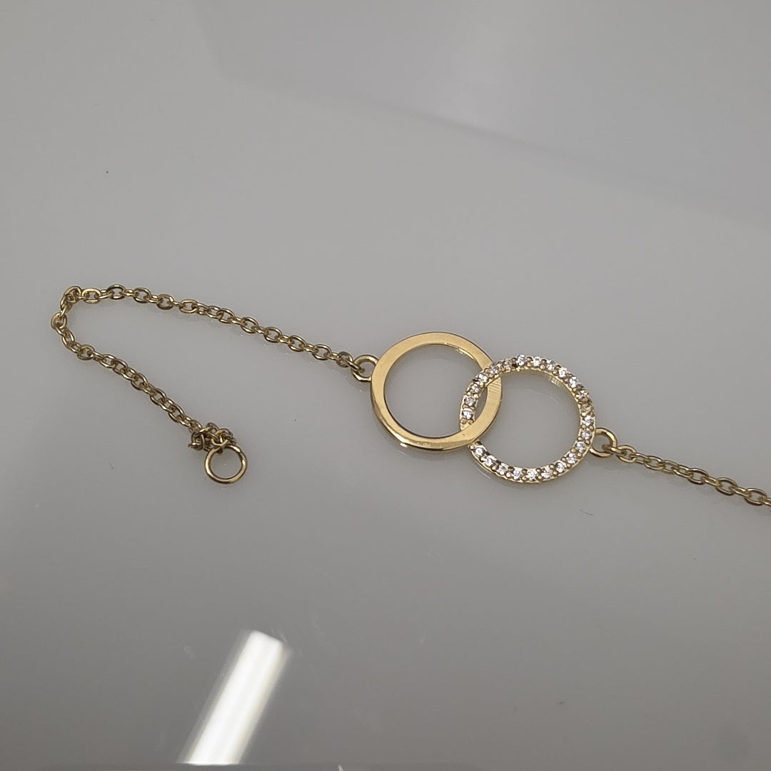 PULSERA TEJIDO ESPECIAL FIG AROS UNIDOS C CIRCS 14K 18 CM 2.1 GR (NUEVO)