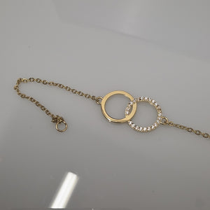 PULSERA TEJIDO ESPECIAL FIG AROS UNIDOS C CIRCS 14K 18 CM 2.1 GR (NUEVO)