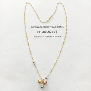 CADENA GARGANTILLA 3X1 CON ESFERAS COMBINADAS 14K 45 CM 3 GR (NUEVO)