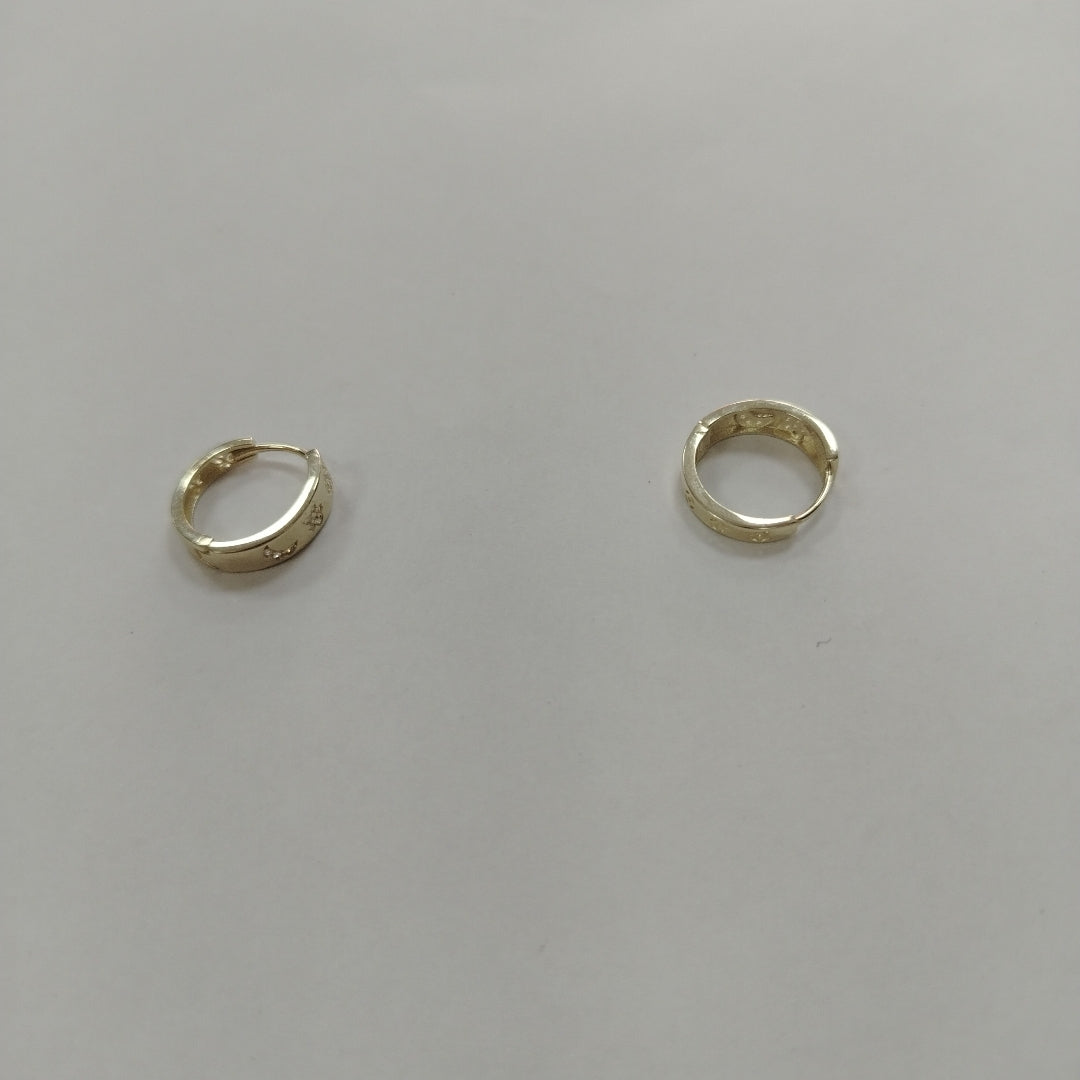 ARETES TEJIDO HUGGIES CON CIRCONIAS 14K 2.9 GR (NUEVO)