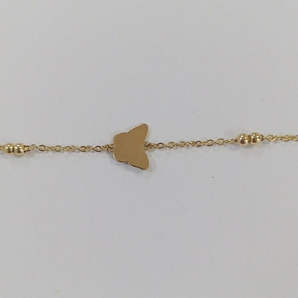 PULSERA TEJIDO ESPECIAL MARIPOSA CON ESMALTE 14K 18 CM 1.9 GR (NUEVO)