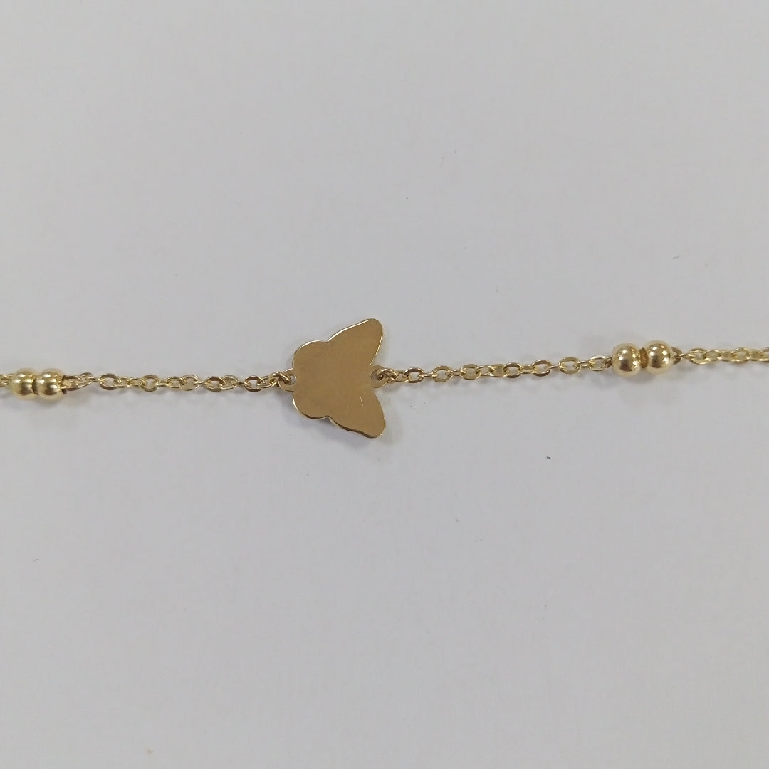 PULSERA TEJIDO ESPECIAL MARIPOSA CON ESMALTE 14K 18 CM 1.9 GR (NUEVO)