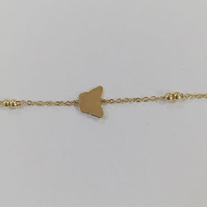 PULSERA TEJIDO ESPECIAL MARIPOSA CON ESMALTE 14K 18 CM 1.9 GR (NUEVO)