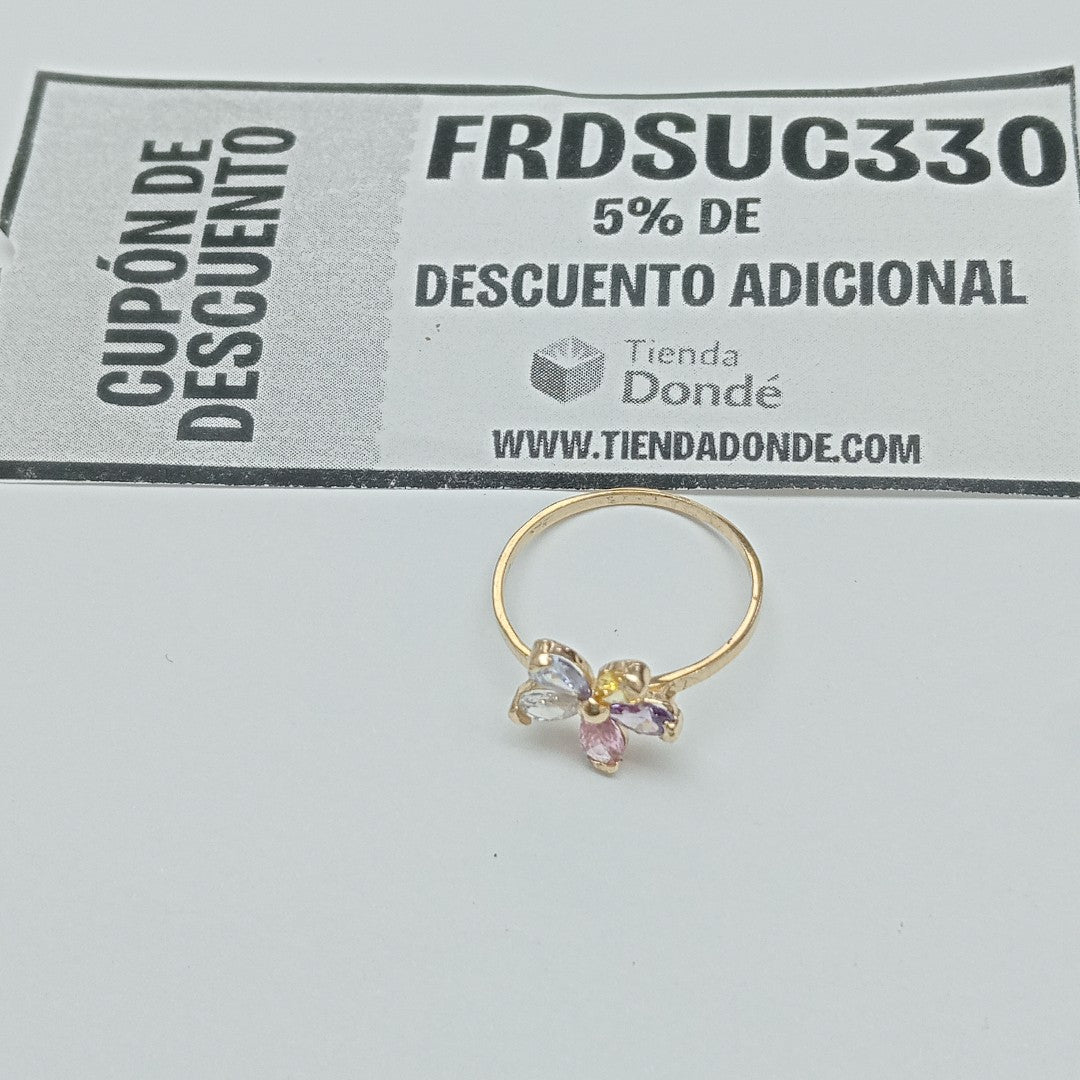 ANILLOS FLOR CON PIEDRAS DE COLOR 14K TALLA 7 1.4 GR (NUEVO)