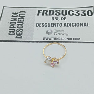 ANILLOS FLOR CON PIEDRAS DE COLOR 14K TALLA 7 1.4 GR (NUEVO)