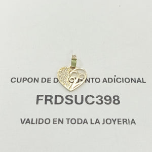 DIJE TEJIDO CORAZON CON CIRCONIAS Y ARBOL DE LA VIDA 14K 0.8 GR (NUEVO)