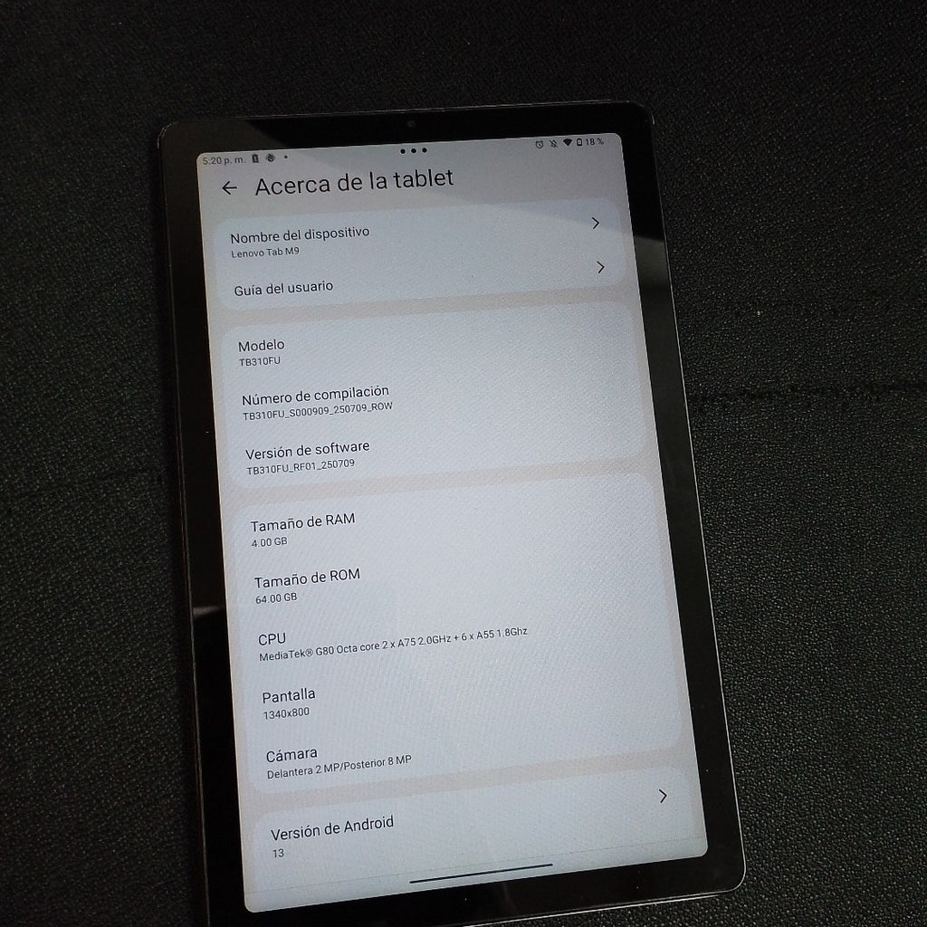 TABLETA LENOVO TAB M9 TB310FU (2023) 64 GB 4 GB RAM (SEMINUEVO)
