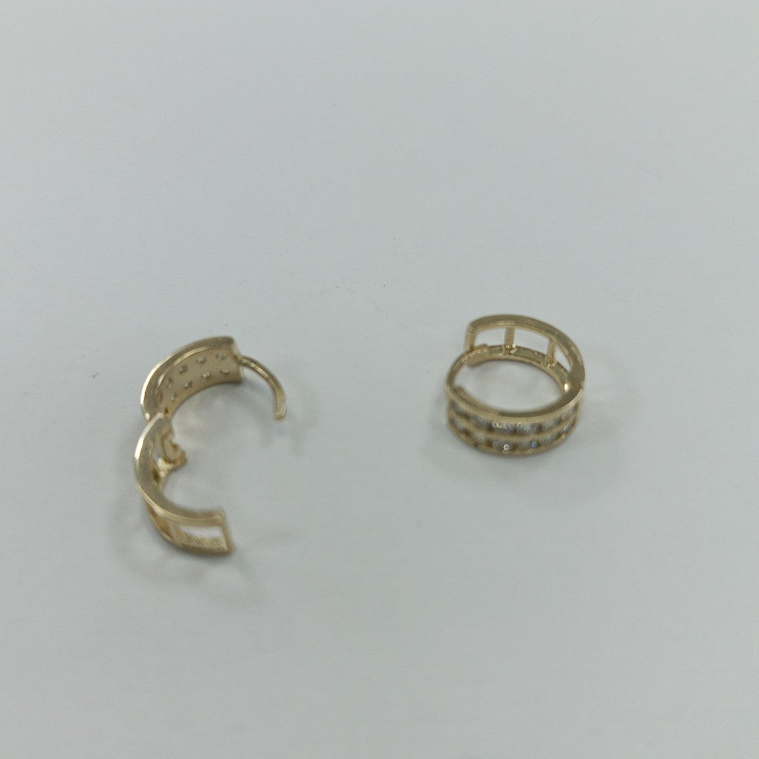 ARETES HUGGIES C CIRCONIAS 14K 1.7 GR (NUEVO)